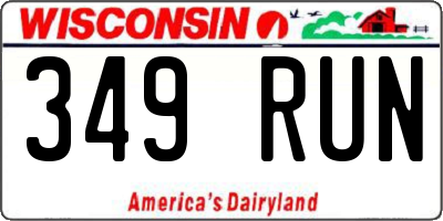 WI license plate 349RUN