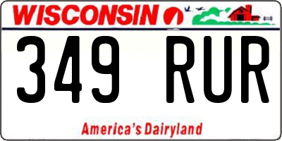WI license plate 349RUR