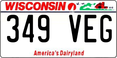 WI license plate 349VEG