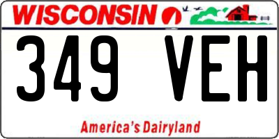 WI license plate 349VEH