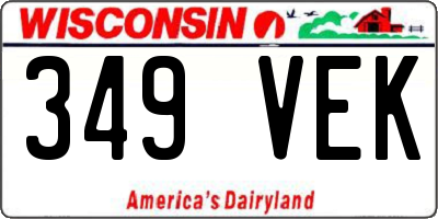 WI license plate 349VEK