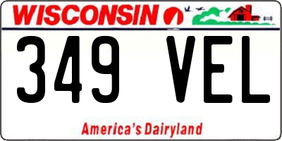 WI license plate 349VEL