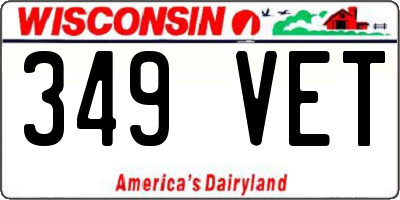 WI license plate 349VET