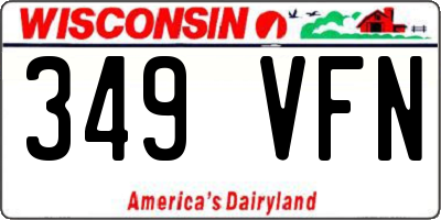 WI license plate 349VFN