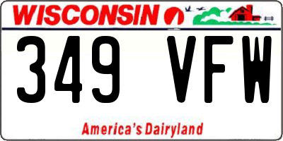 WI license plate 349VFW