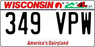 WI license plate 349VPW