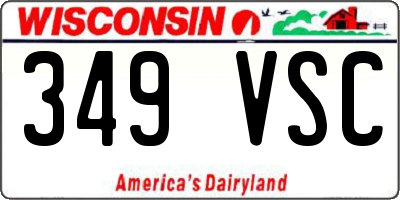 WI license plate 349VSC