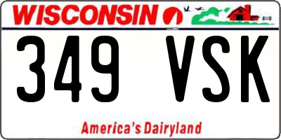 WI license plate 349VSK