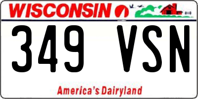 WI license plate 349VSN