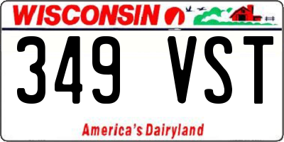 WI license plate 349VST