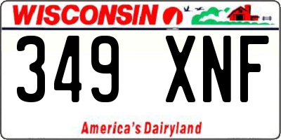 WI license plate 349XNF