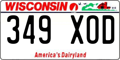 WI license plate 349XOD