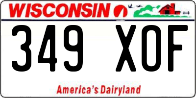 WI license plate 349XOF