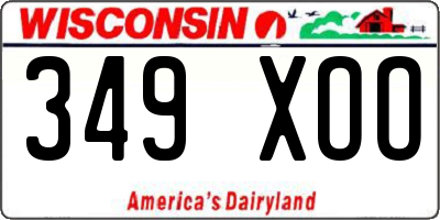 WI license plate 349XOO