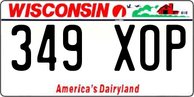WI license plate 349XOP
