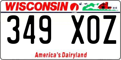 WI license plate 349XOZ