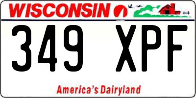 WI license plate 349XPF