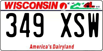 WI license plate 349XSW