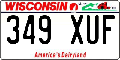 WI license plate 349XUF