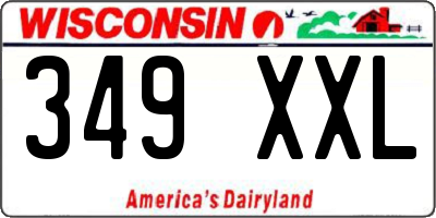 WI license plate 349XXL