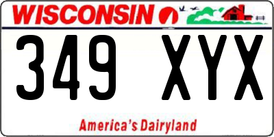 WI license plate 349XYX