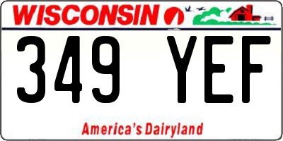 WI license plate 349YEF