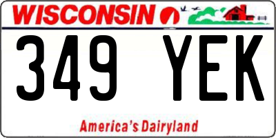 WI license plate 349YEK