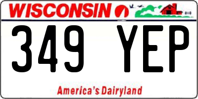 WI license plate 349YEP