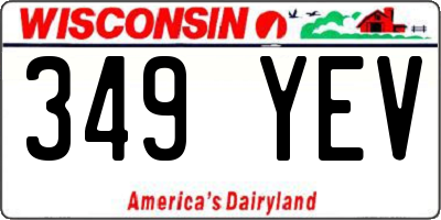 WI license plate 349YEV