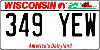 WI license plate 349YEW