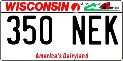 WI license plate 350NEK