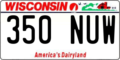 WI license plate 350NUW