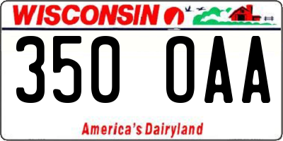 WI license plate 350OAA