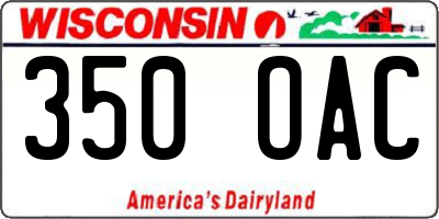 WI license plate 350OAC