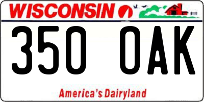 WI license plate 350OAK