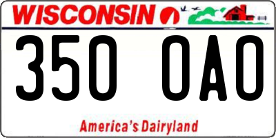 WI license plate 350OAO