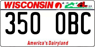 WI license plate 350OBC