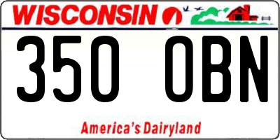 WI license plate 350OBN