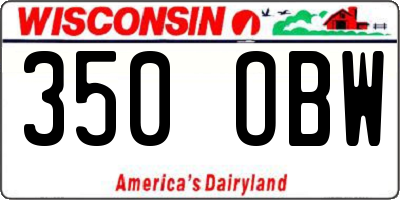 WI license plate 350OBW
