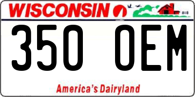 WI license plate 350OEM