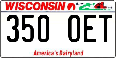 WI license plate 350OET