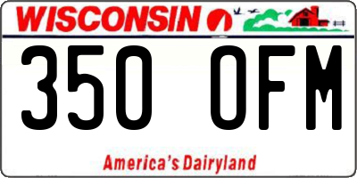 WI license plate 350OFM