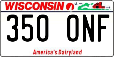 WI license plate 350ONF