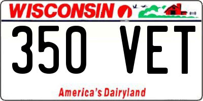 WI license plate 350VET