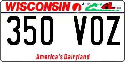 WI license plate 350VOZ