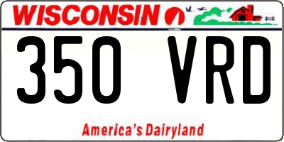 WI license plate 350VRD