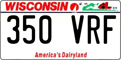 WI license plate 350VRF