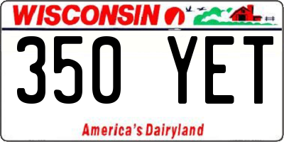 WI license plate 350YET