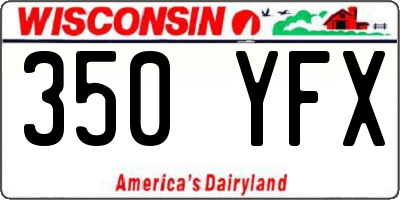 WI license plate 350YFX