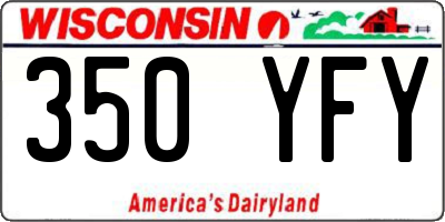 WI license plate 350YFY